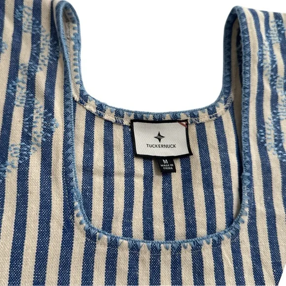 Tuckernuck Blue Stripe Mini Sullivan Embroidered Canvas Caftan Cover Up Size M - Picture 6 of 8
